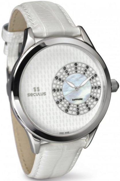 Seculus 1672.2.1063 wht mop, ss crown onyx, wht strap