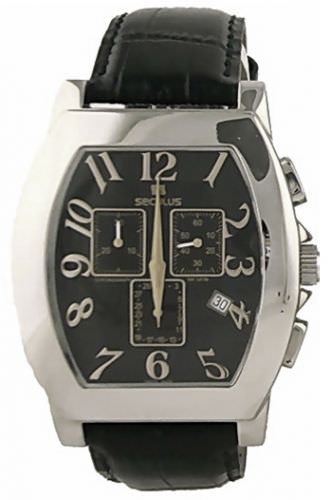 Seculus 4469.1.816 ss case, black dial, black leather