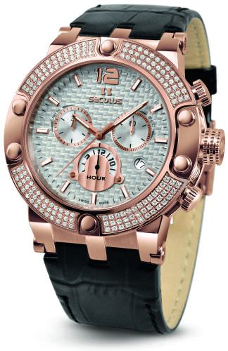 Seculus 4490.2.503 white, pvd-r stones, brown leather