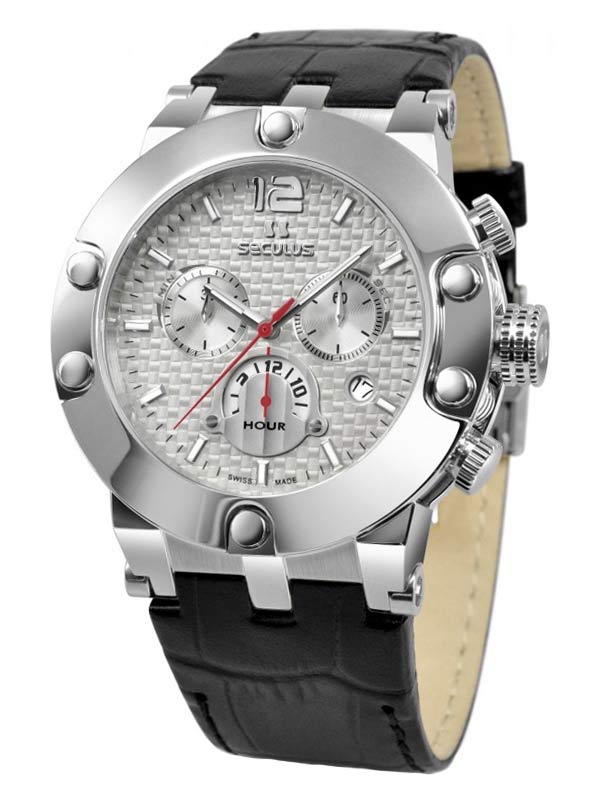 Seculus 4490.2.503 white, ss stones, black leather