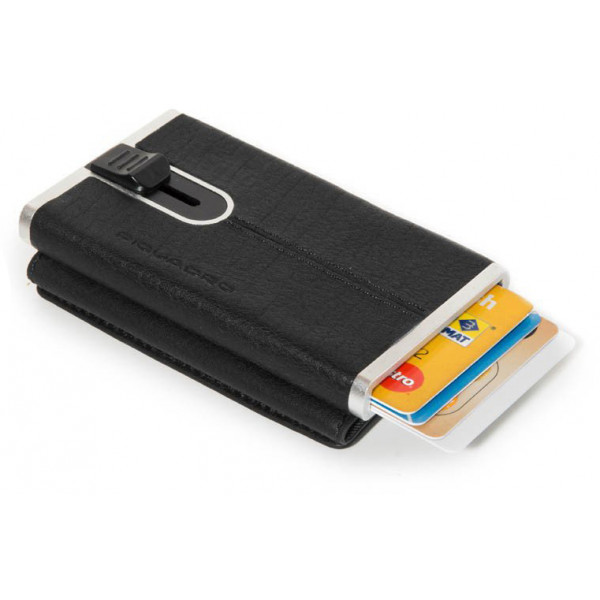 Piquadro BK SQUARE/Black  Кредитница-портмоне с выдвижным механизмом с RFID защитой (6,2x10,5x2)