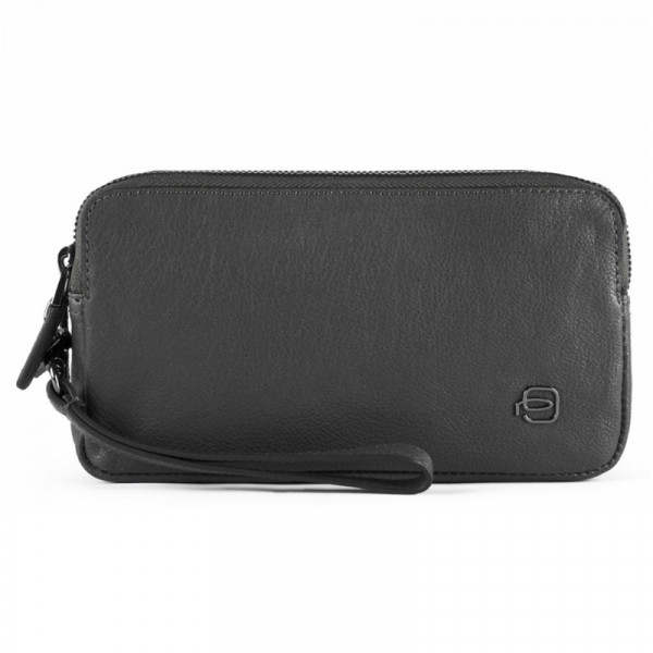 Piquadro BK SQUARE/Black Сумочка-клатч с 2 отдел. на молнии с RFID защитой (20x11x4)
