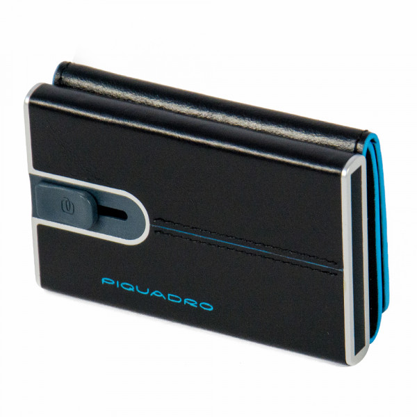 Piquadro BL SQUARE/Black Кредитница-портмоне с выдвижным механизмом с RFID защитой (6,2x10,5x2)