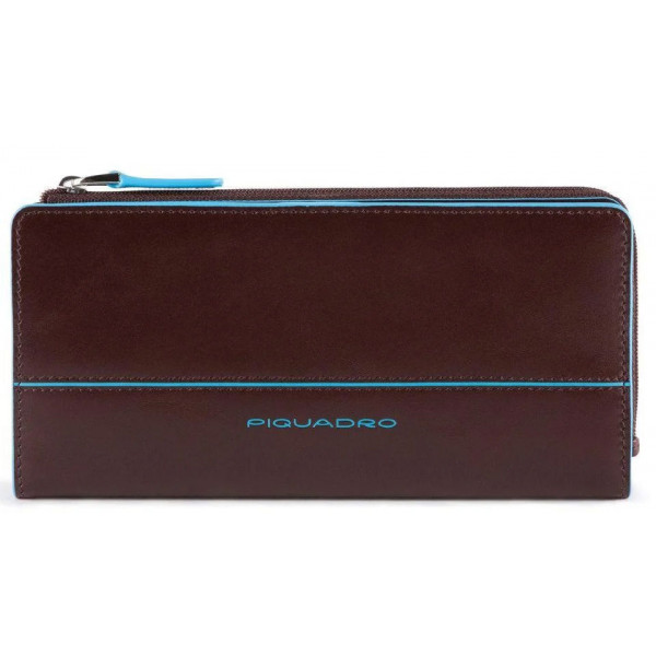 Piquadro BL SQUARE/Cognac Портмоне с 2 отдел. для монет на молнии с RFID защитой (19x9x2)