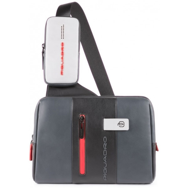 Piquadro URBAN/Grey-Black Сумка наплечная с отдел. д/iPad и съемным чехлом д/смартфона (27x20x3,5)
